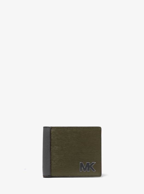 Panske Penazenky Michael Kors Hudson Two-Tone Leather Billfold Olivovo Zelená - Doplnky Michael Kors Slevy | OHWQU-5640